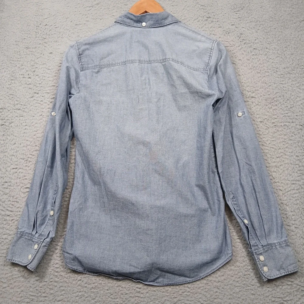 J.Crew Women's Chambray Button Down Shirt XS Light Blue‎ 100% Cotton